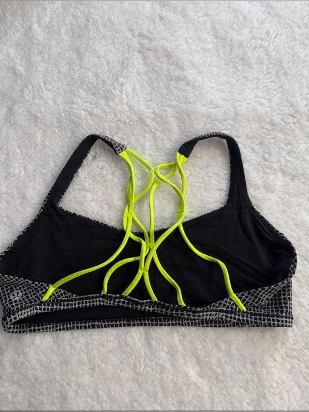 lululemon athletica Black Sports Bra with Neon Yellow Strappy Back